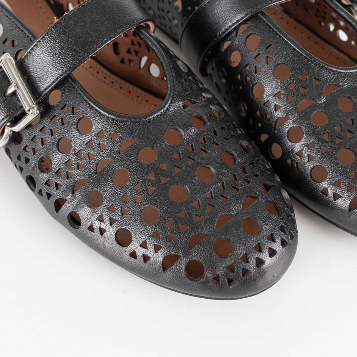 Alaia Black Vienne Cut Out Lambskin Ballerina Shoes