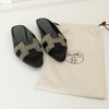 Hermes Black Roxanne Crystal Logo Mules