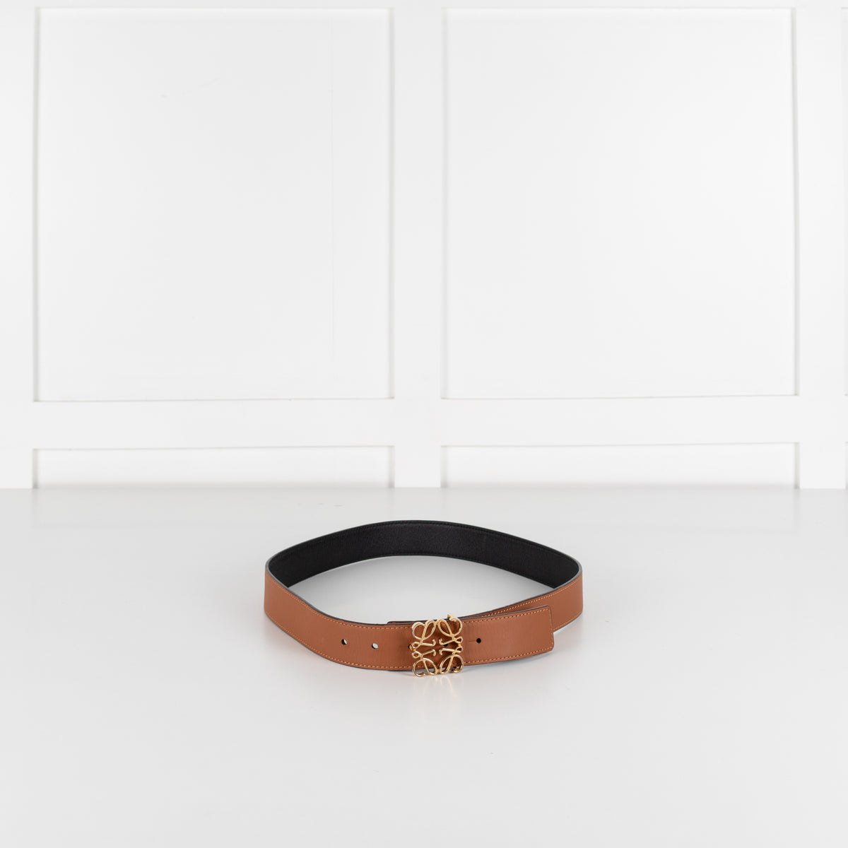 Loewe Tan  Leather Anagram Bombe Reversible Belt