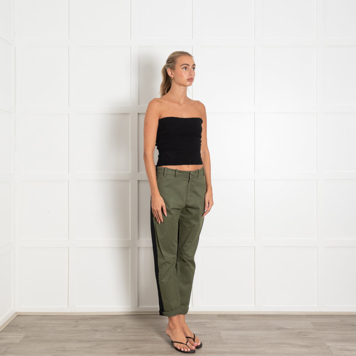 No.21 Khaki Black Two Tone Trousers