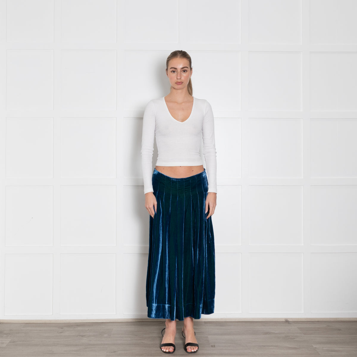 Moloh Blue Velvet Pleated Full Skirt