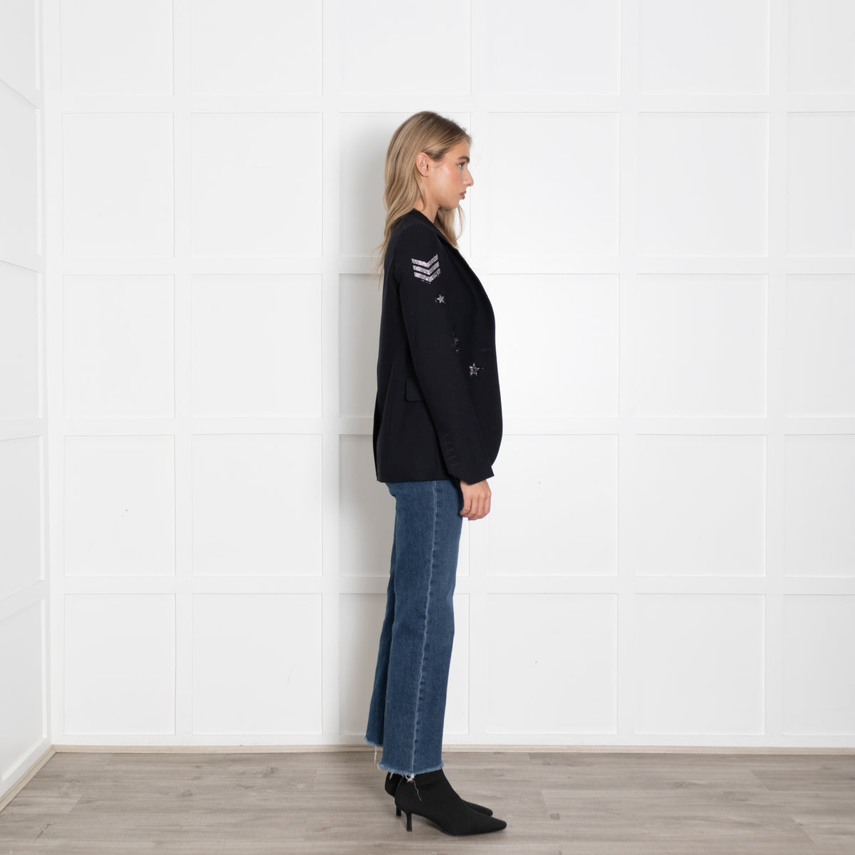 Zadig & Voltaire Black Silver Black Diamonte Embellished Blazer Jacket