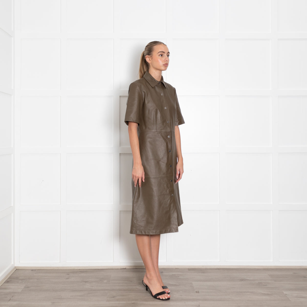 Paul Smith Khaki Button Up Leather Dress