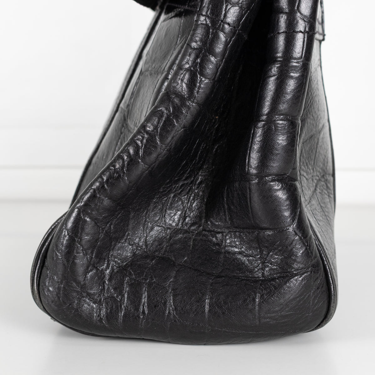 Mulberry Black Moc Croc Bayswater Top Handle Bag
