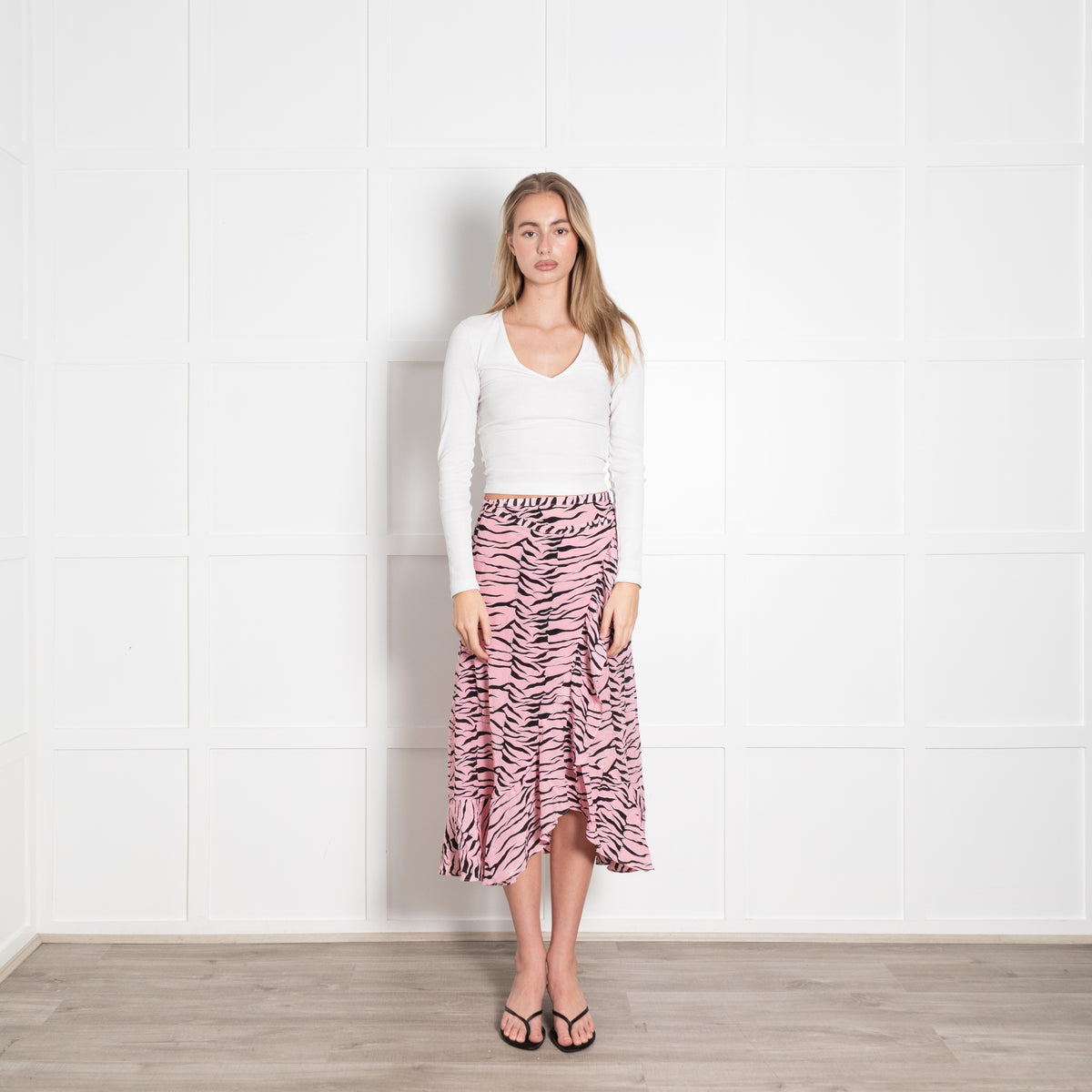 Rixo Pink and Black Zebra Skirt