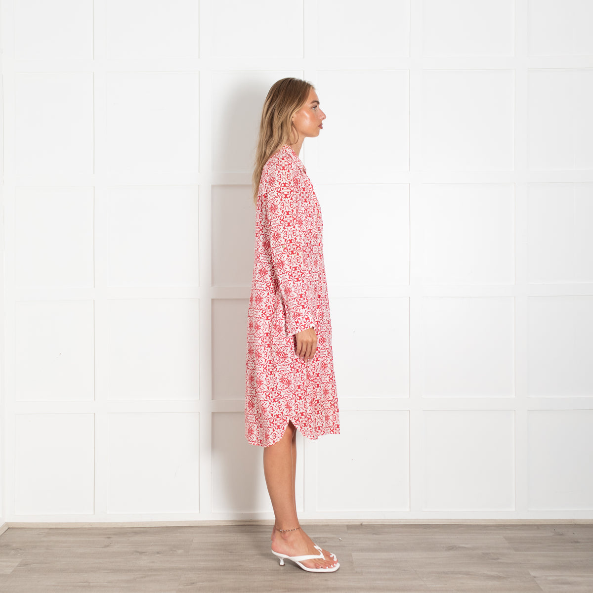Melissa Odabash Red and White Shirt Dress