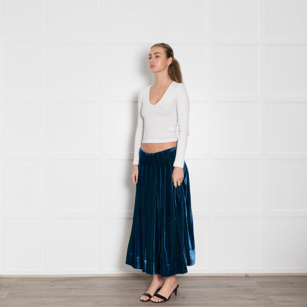 Moloh Blue Velvet Pleated Full Skirt