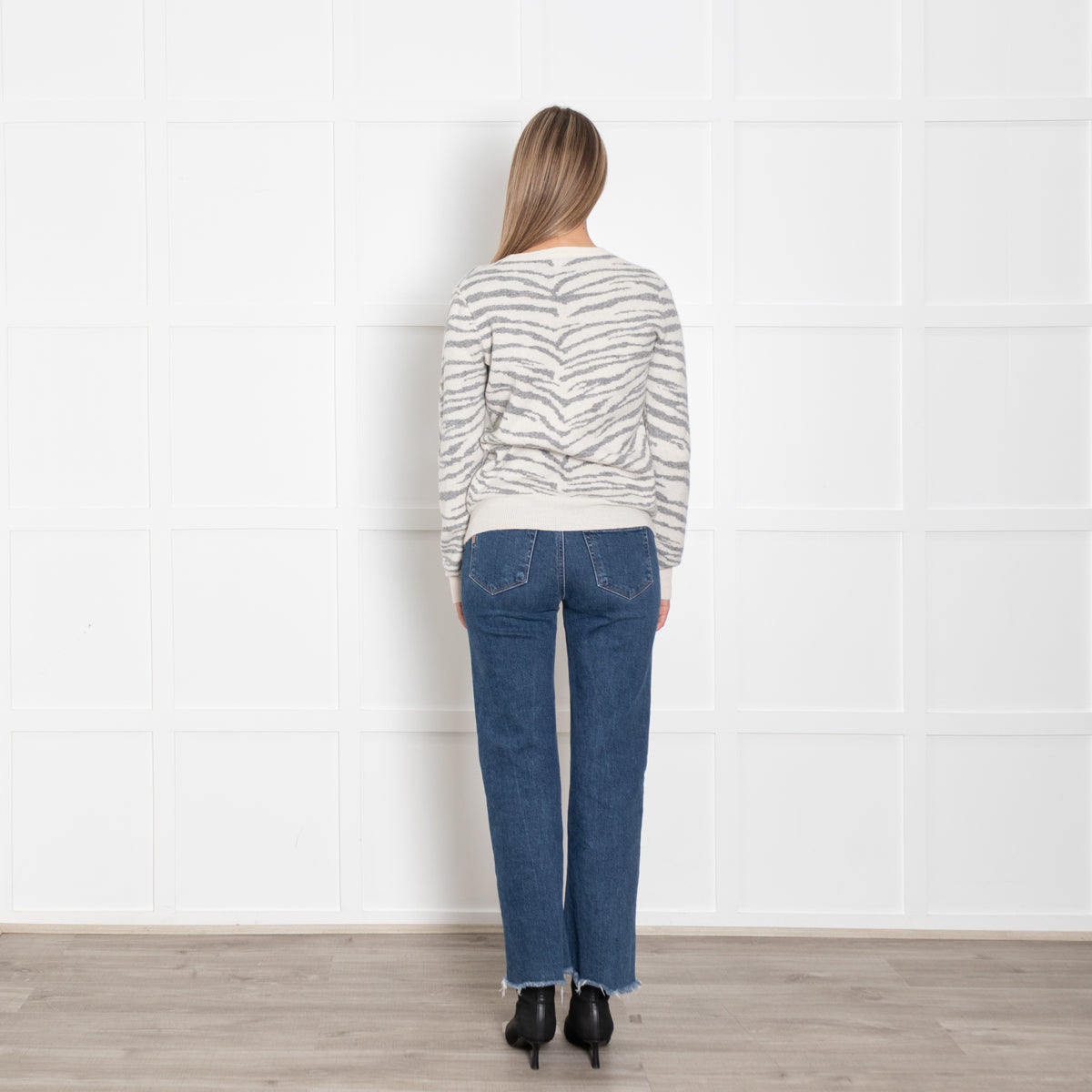 Madeleine Thompson Cream Grey Animal Print Sweater