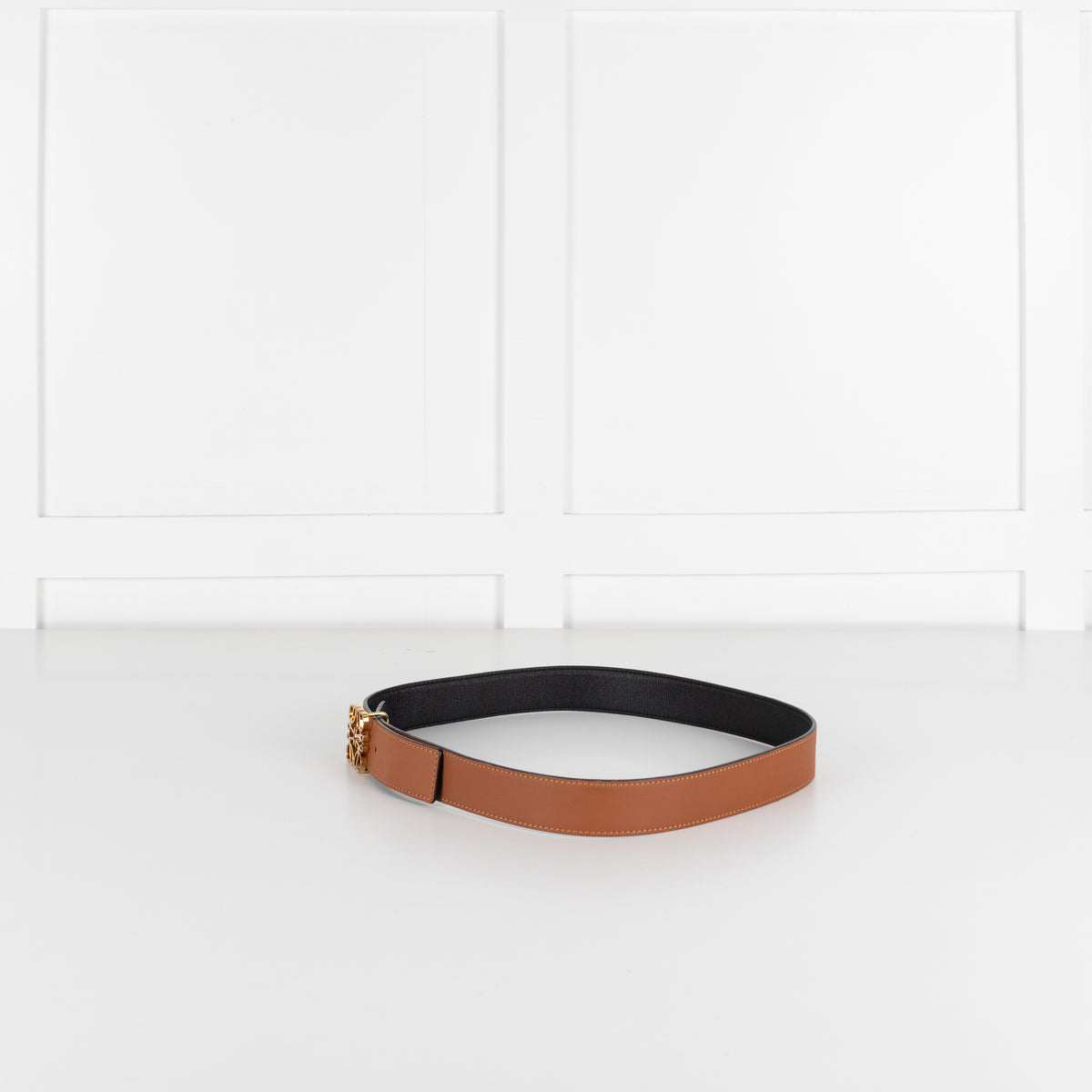 Loewe Tan  Leather Anagram Bombe Reversible Belt