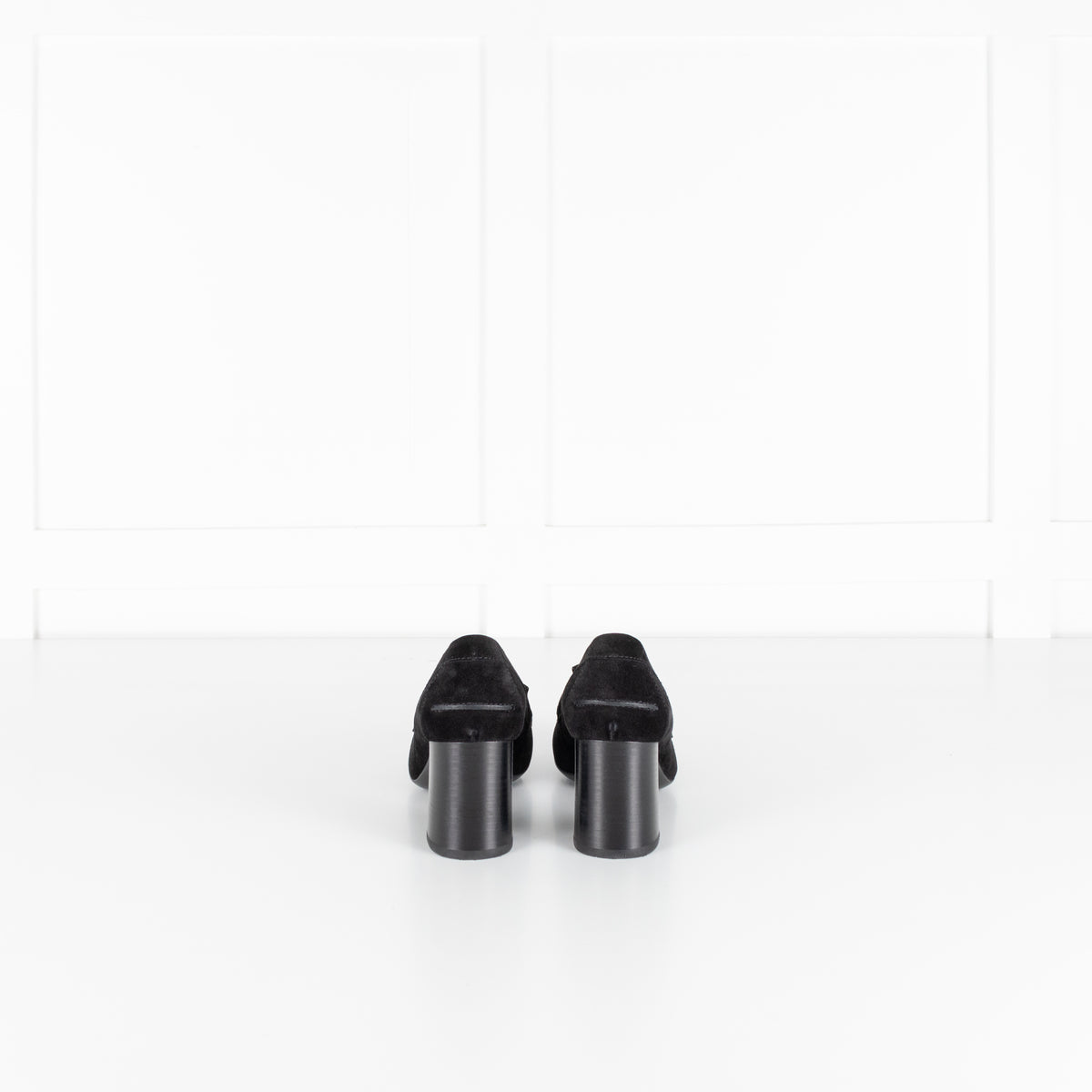 Tod's Black Suede Gomma Heeled Tasselled Loafer