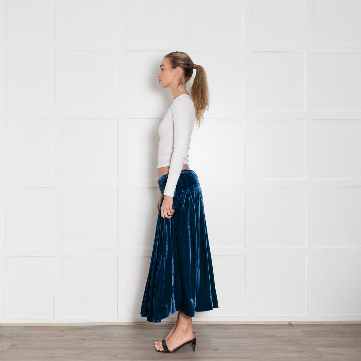 Moloh Blue Velvet Pleated Full Skirt