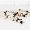 Chanel Black Cream Faux Pearl Camelia Necklace