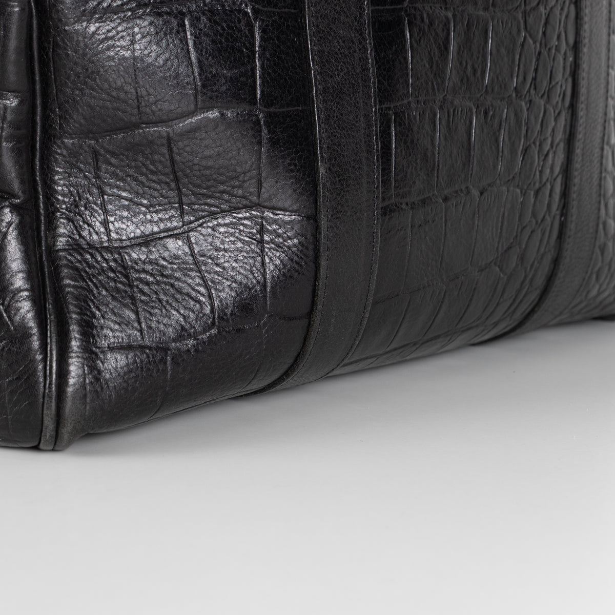 Mulberry Black Moc Croc Bayswater Top Handle Bag