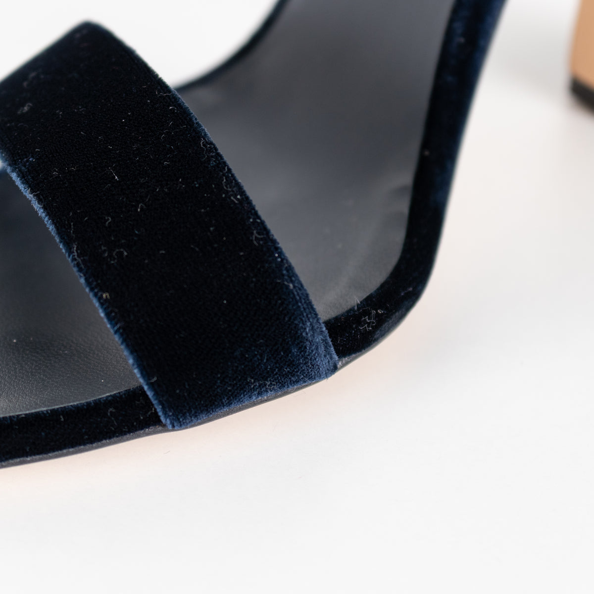 Victoria Beckham Navy Velvet Heeled Sandals