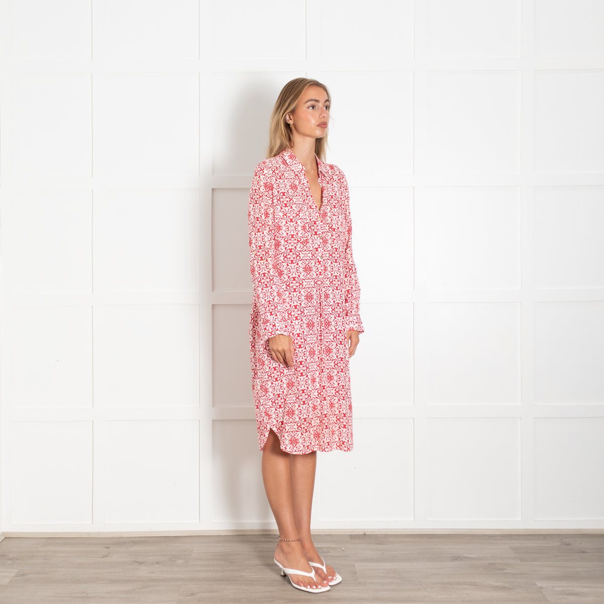 Melissa Odabash Red and White Shirt Dress