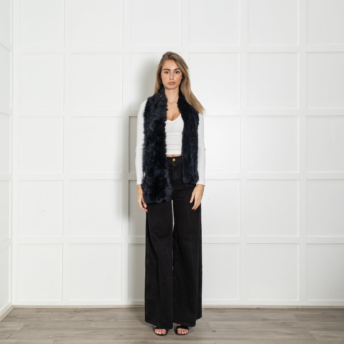 Max & Moi Blue & Black Rabbit Scarf