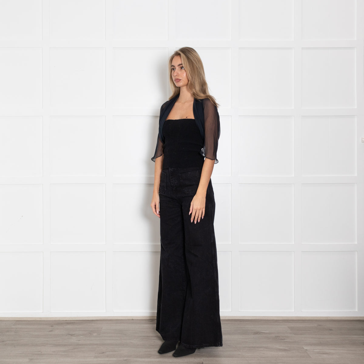 Max Mara Dark Navy Chiffon Shrug