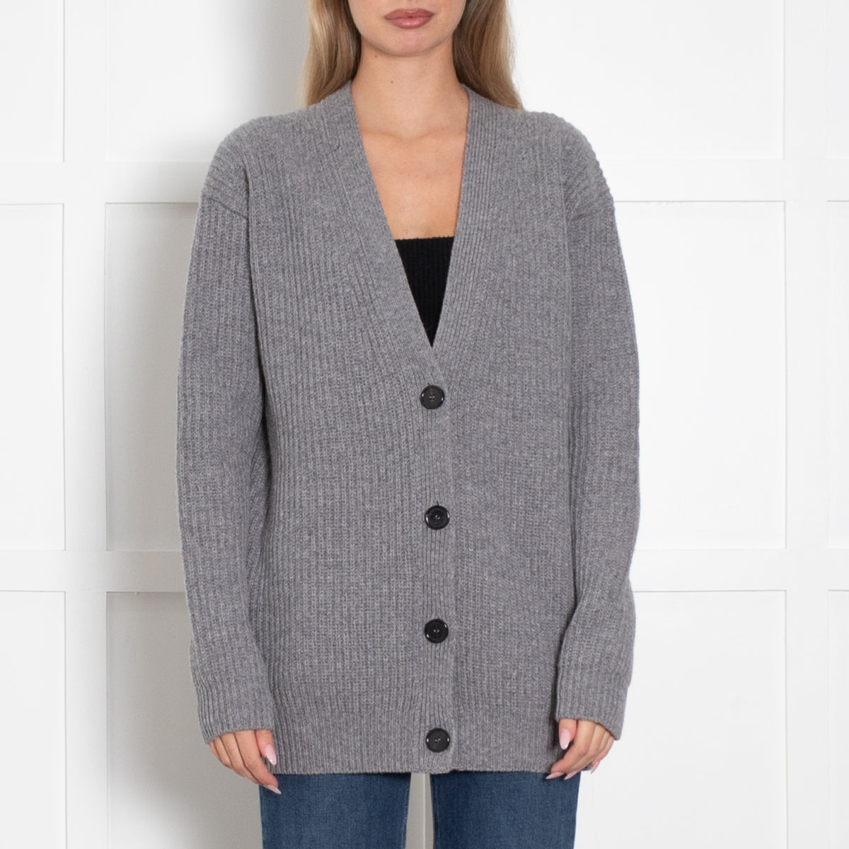 Rochas Grey Wool Oversized Cardigan