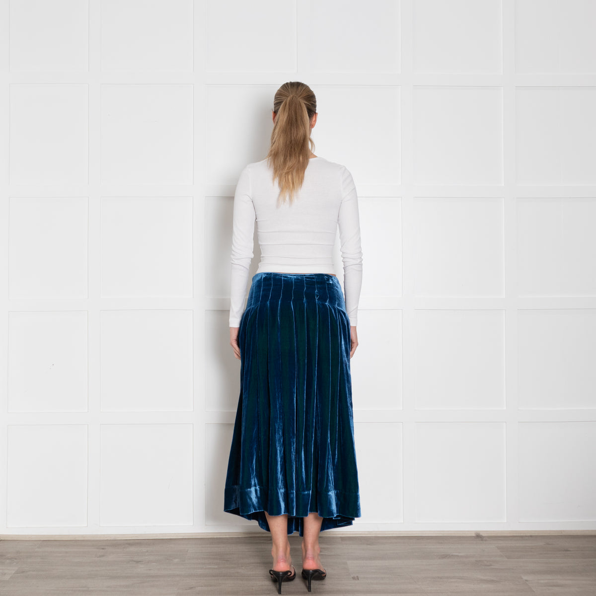 Moloh Blue Velvet Pleated Full Skirt