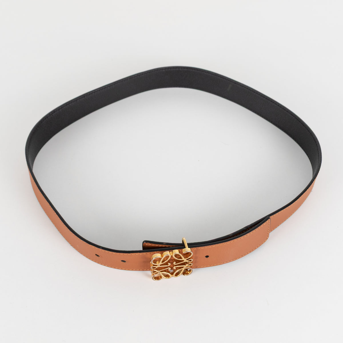 Loewe Tan  Leather Anagram Bombe Reversible Belt