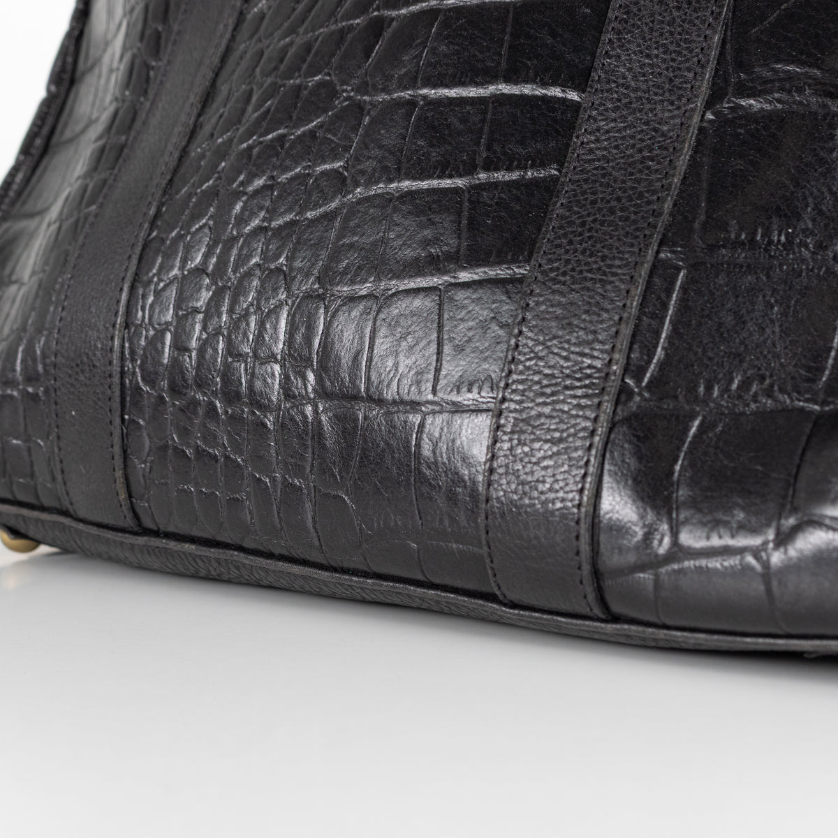 Mulberry Black Moc Croc Bayswater Top Handle Bag
