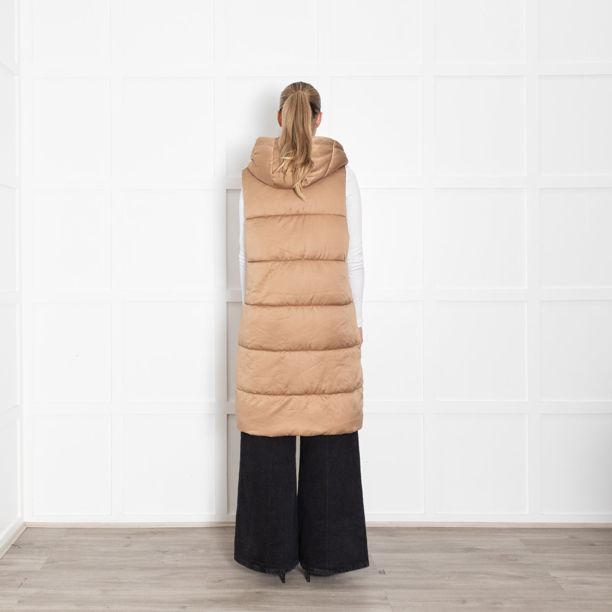 Rino & Pelle Long Brown Puffa Gilet With Hood