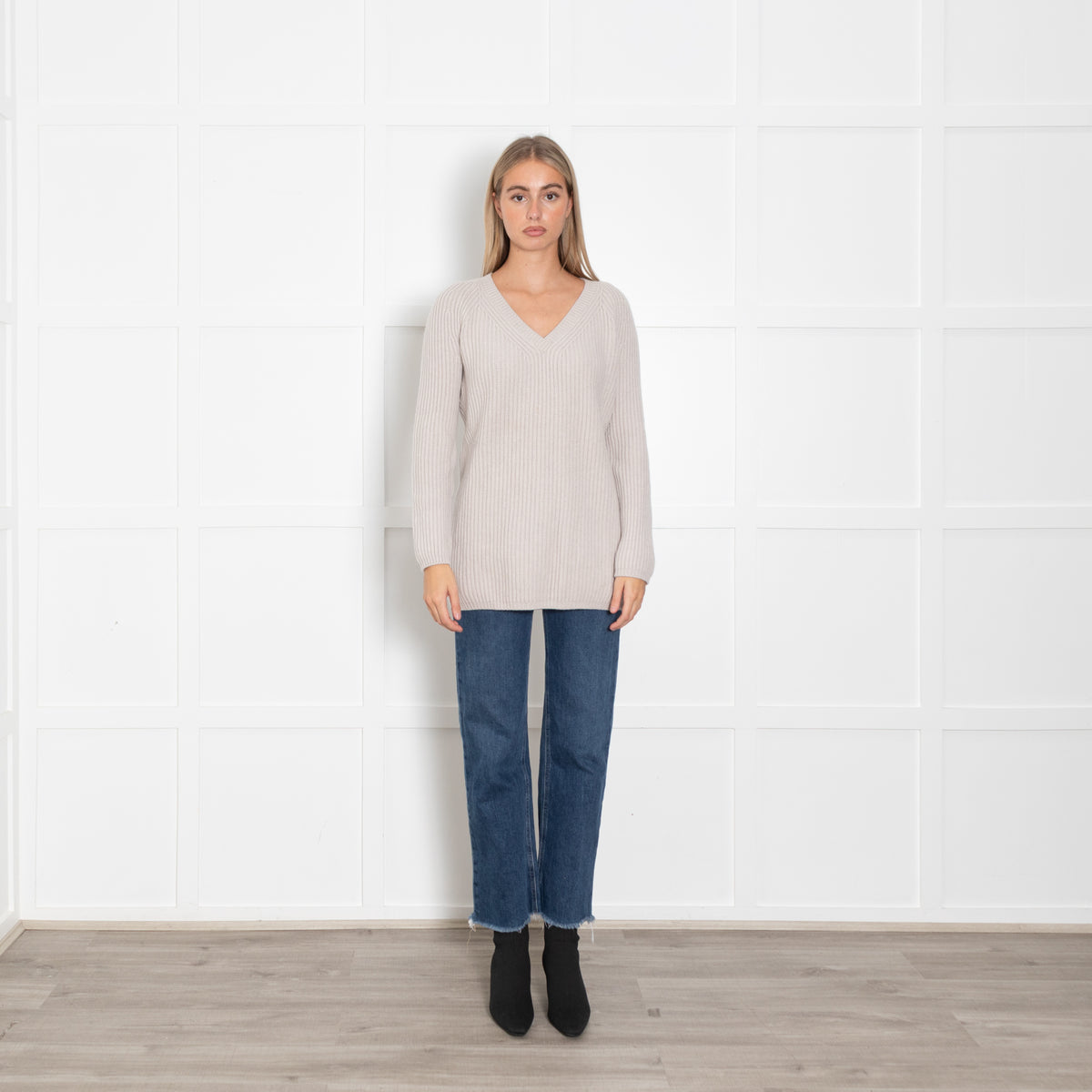 S Max Mara Light Grey Wool Blend Jumper