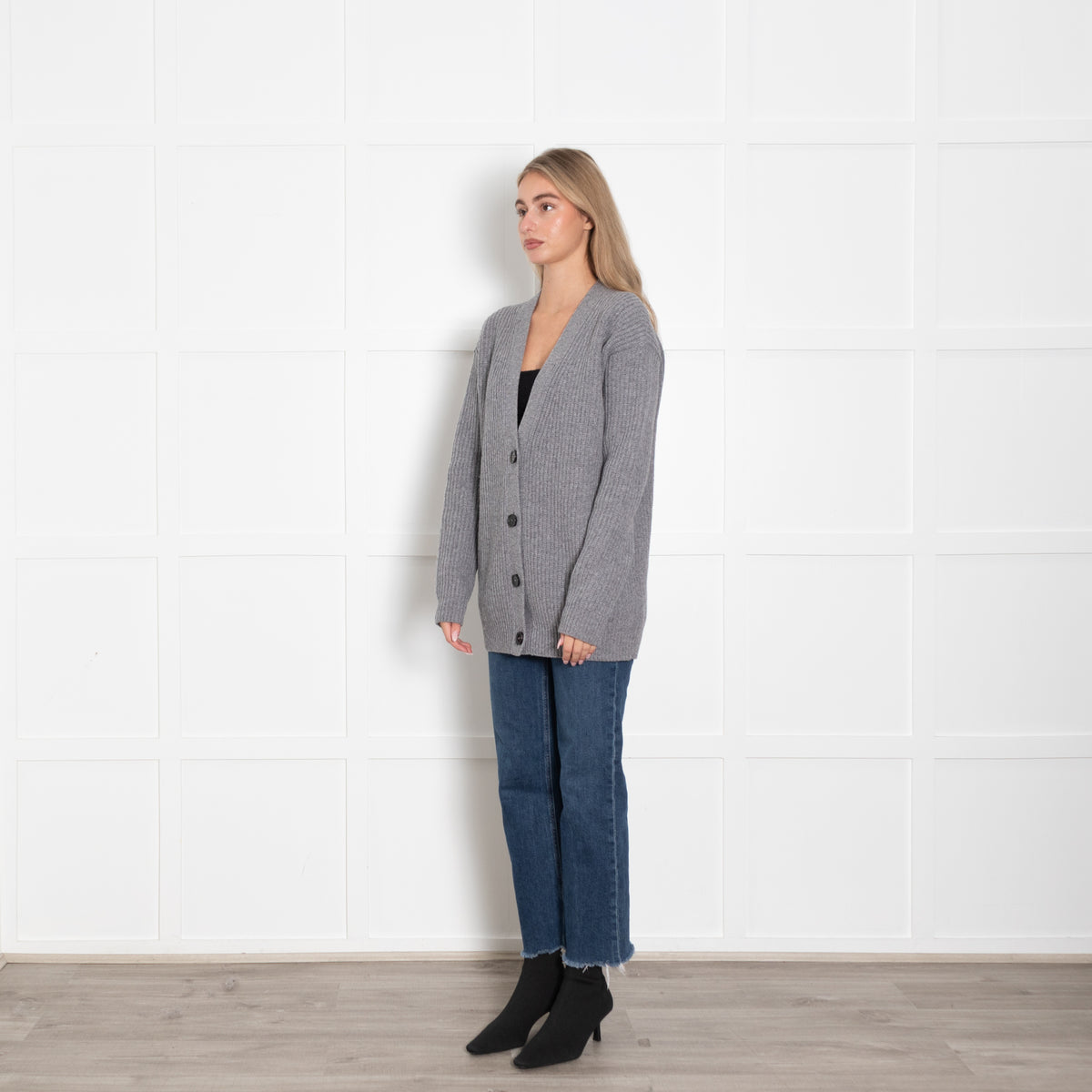 Rochas Grey Wool Oversized Cardigan