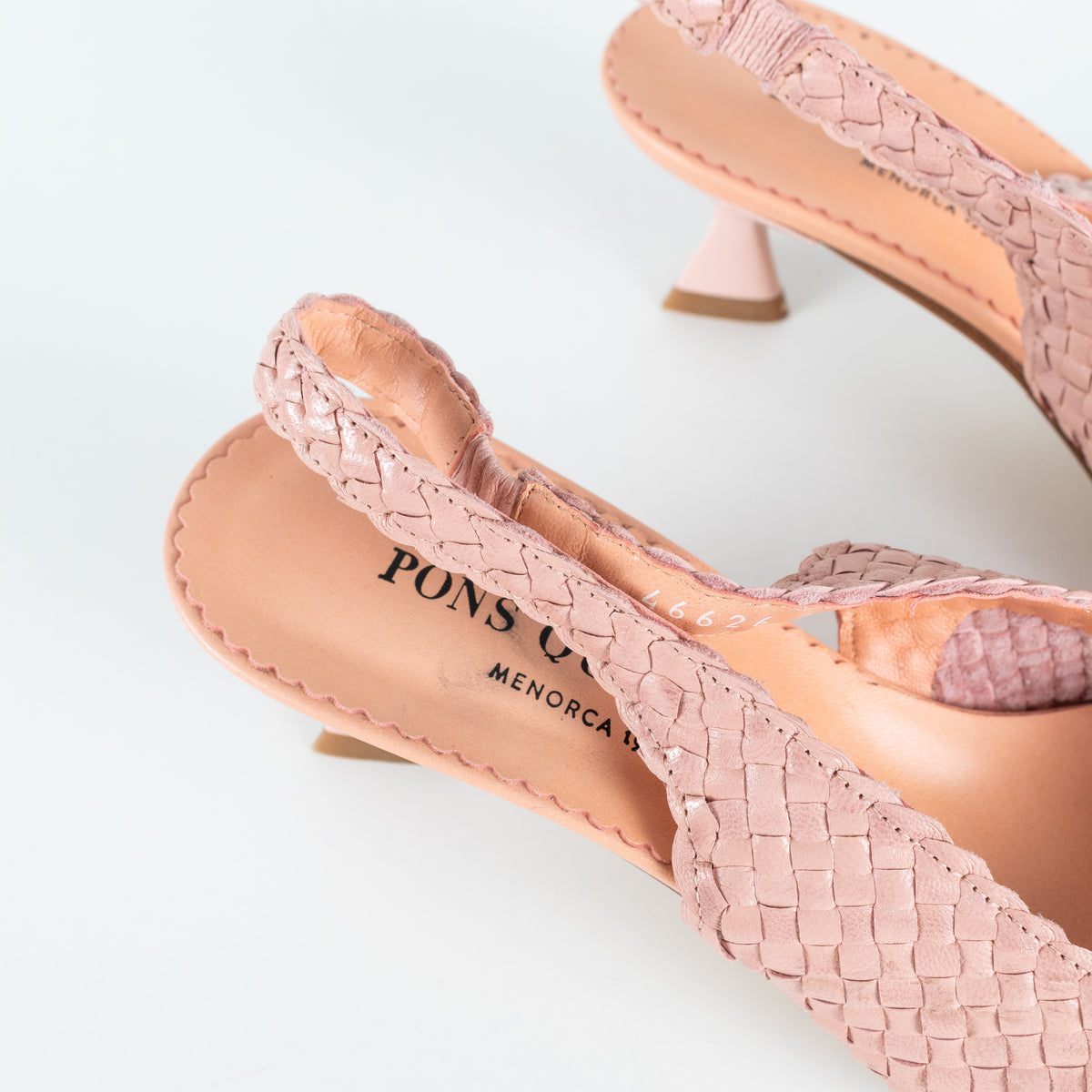 Pons Quintana Dusty Pink Woven Leather Heeled Slingbacks
