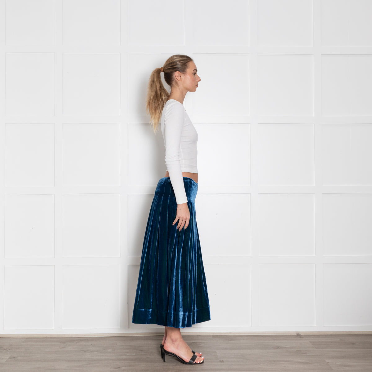 Moloh Blue Velvet Pleated Full Skirt