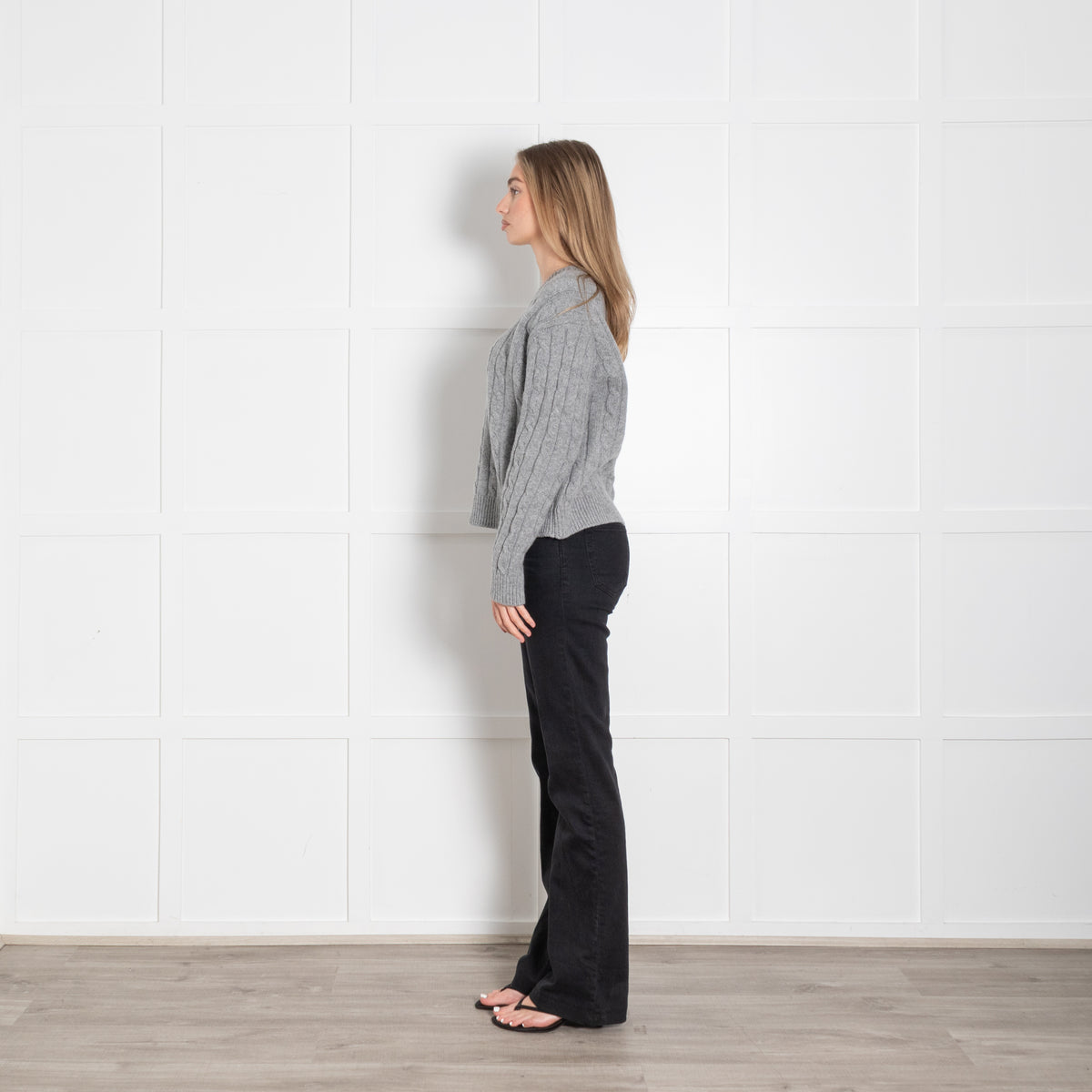 &Daughter Light Grey Cable Wool Jumper