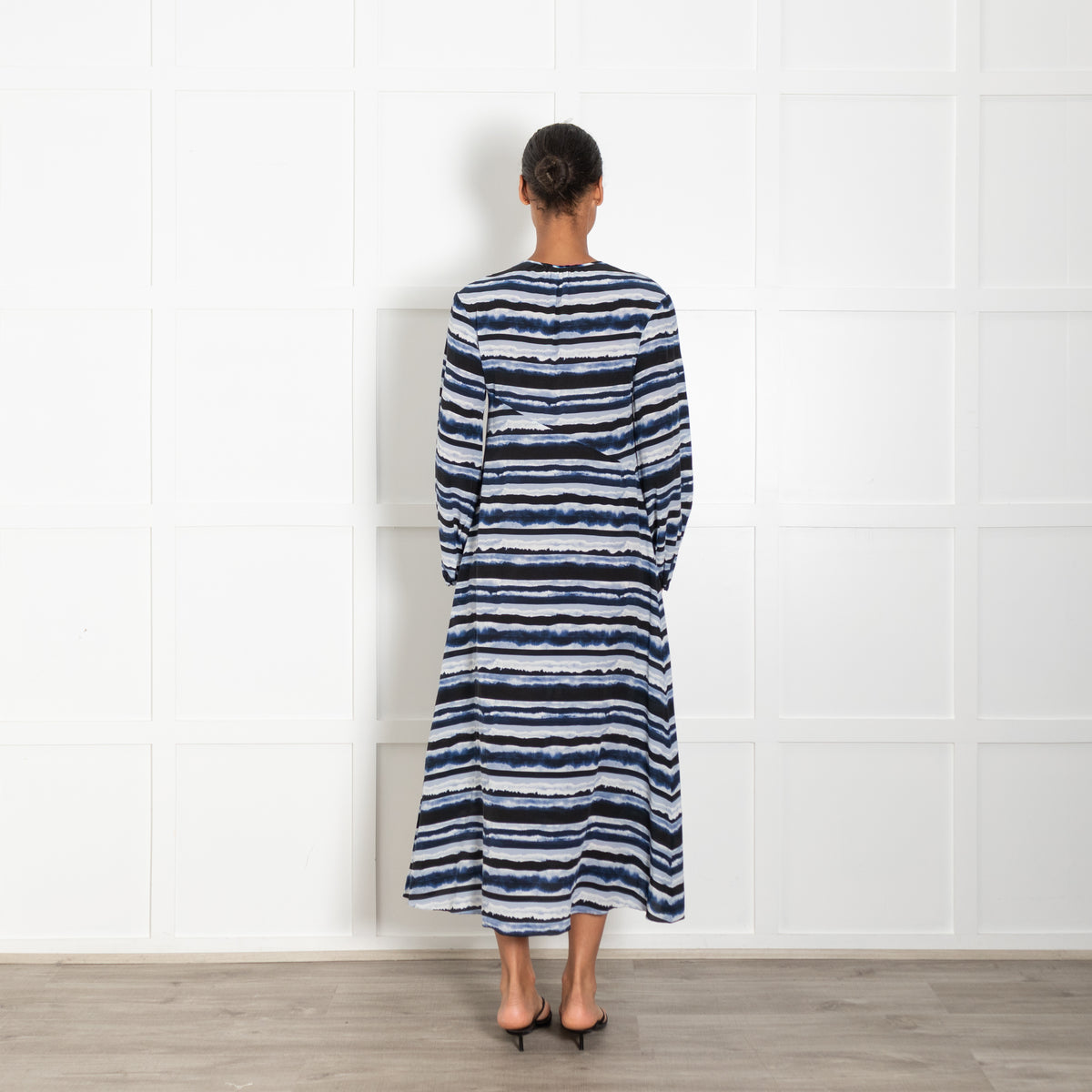 On The Island Blue Striped Silk Maxi Dress