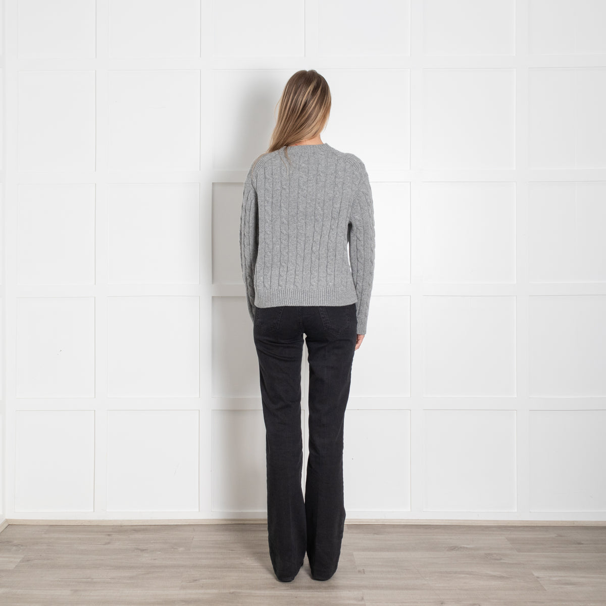 &Daughter Light Grey Cable Wool Jumper