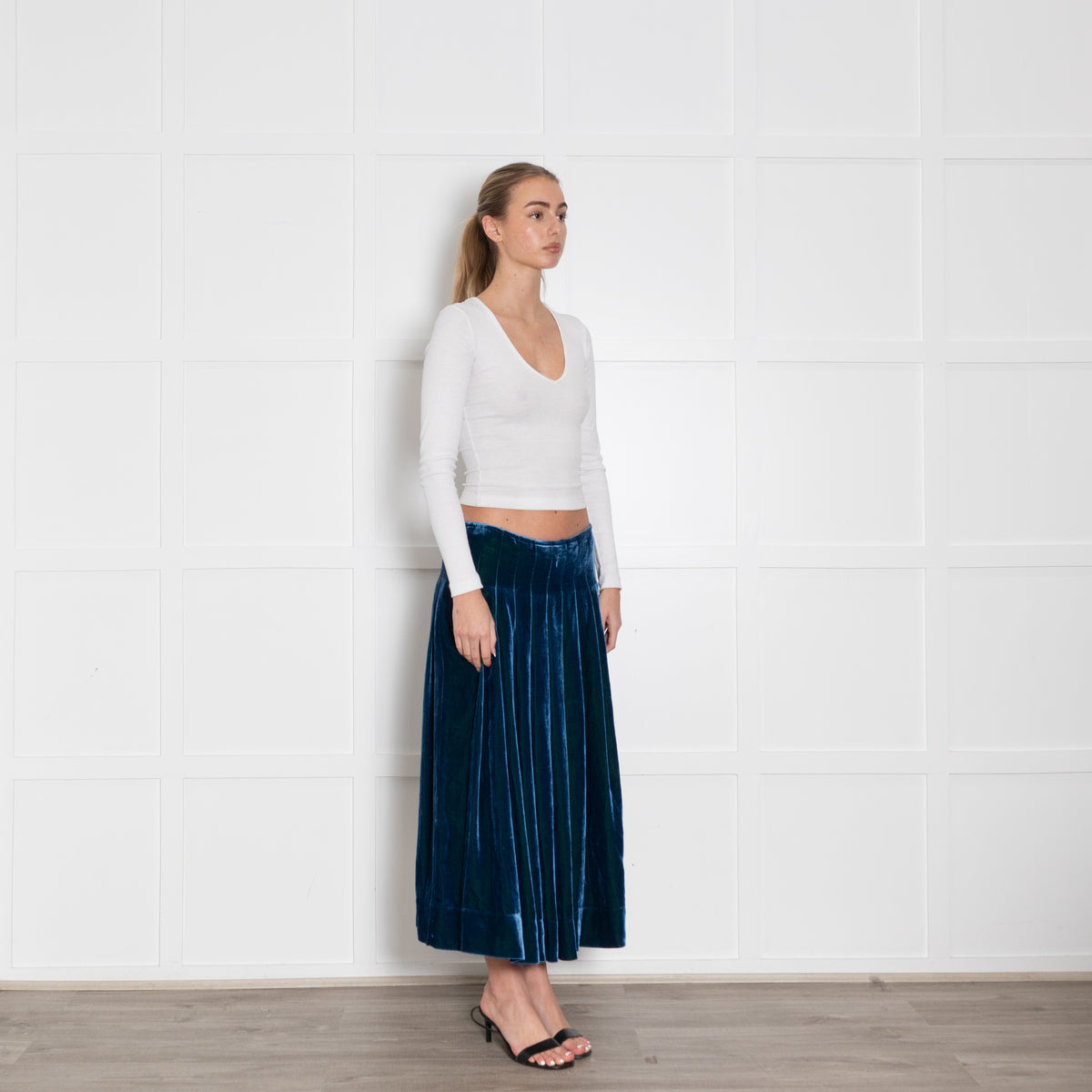 Moloh Blue Velvet Pleated Full Skirt