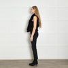 Joseph Black Fur Lining Lambskin Leather Gilet