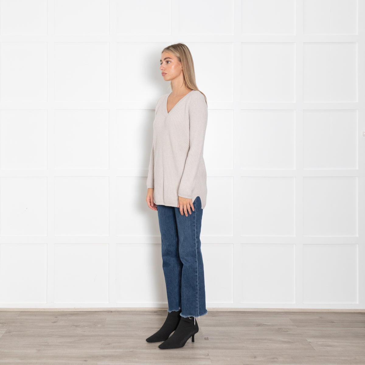 S Max Mara Light Grey Wool Blend Jumper