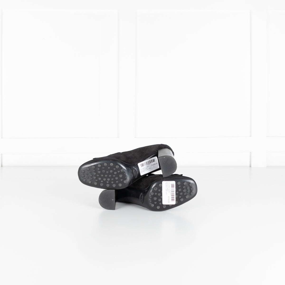 Tod's Black Suede Gomma Heeled Tasselled Loafer