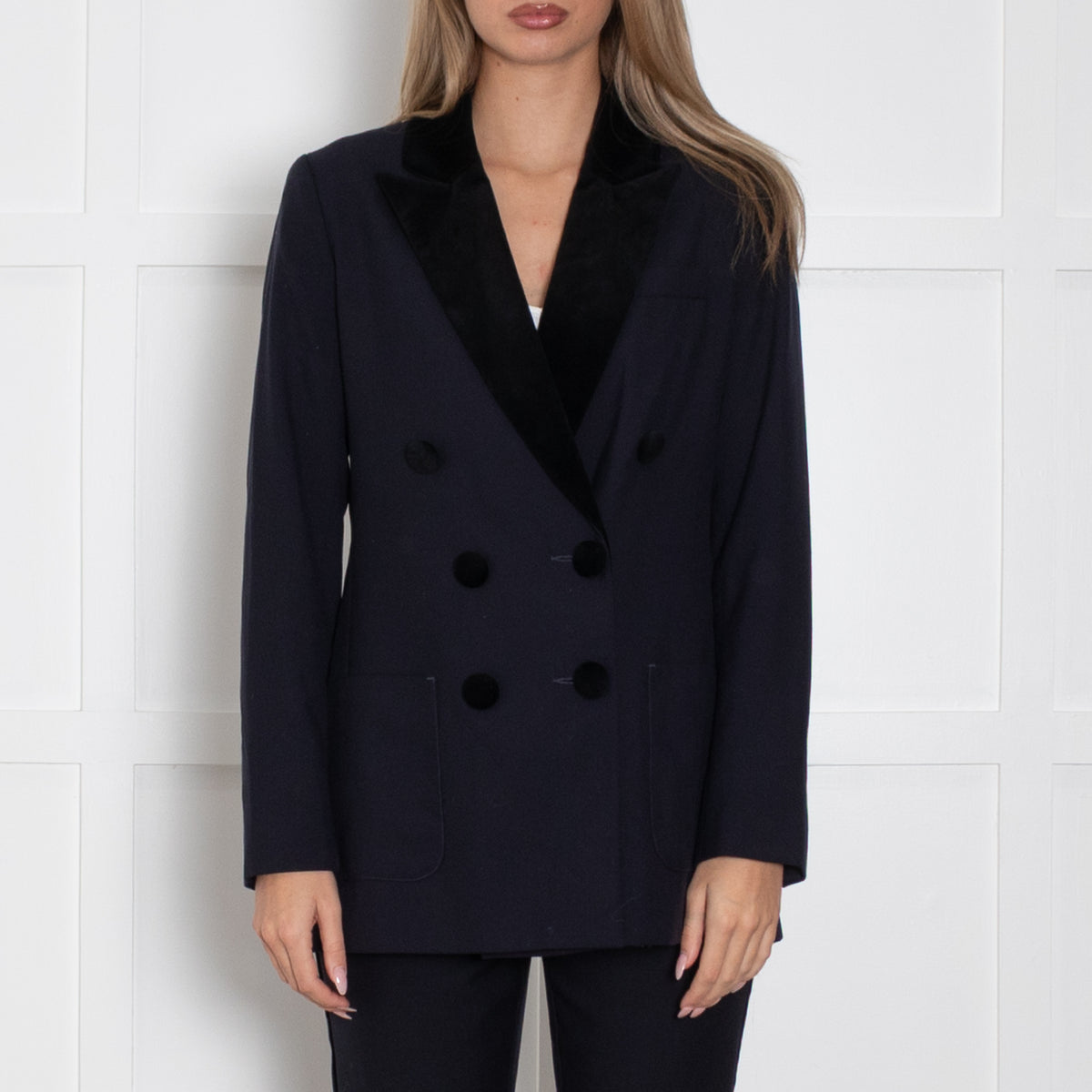 Wyse Blue Tuxedo Jacket With Velvet Collar