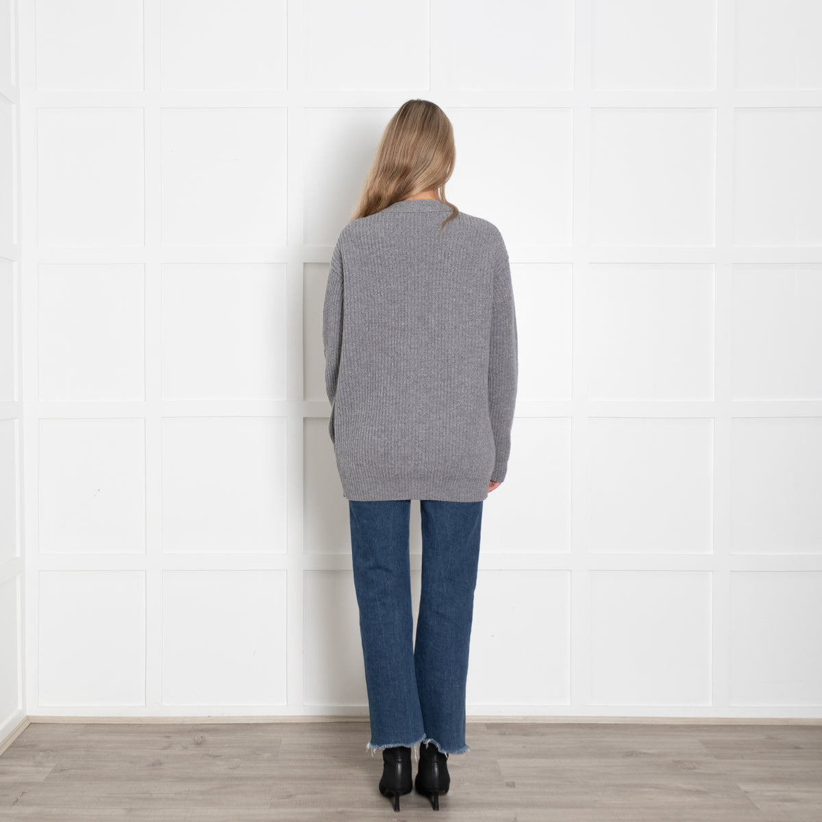 Rochas Grey Wool Oversized Cardigan