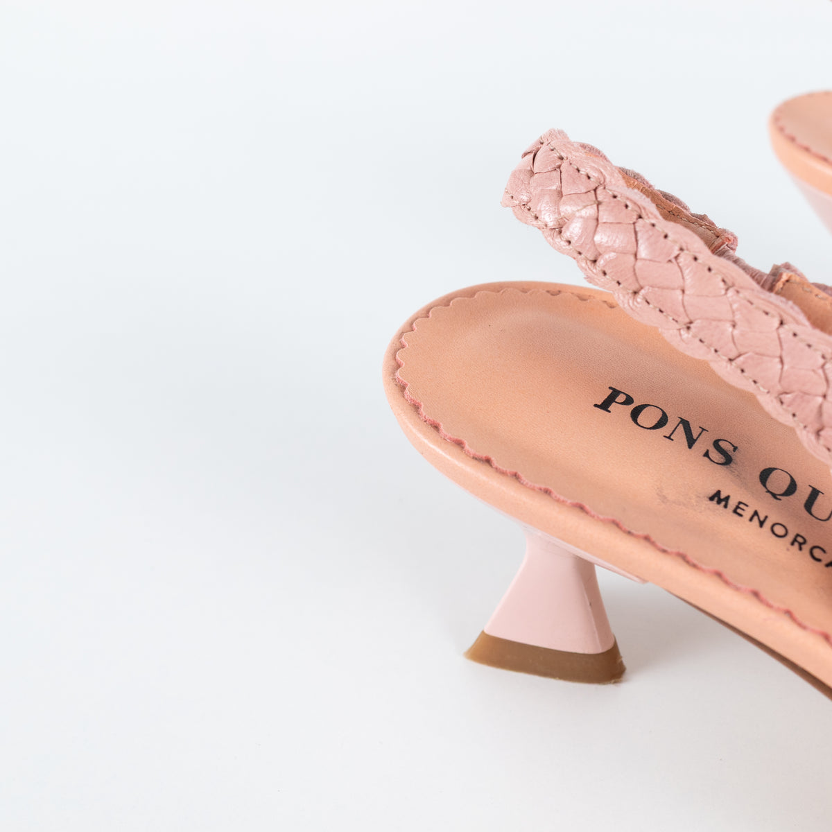 Pons Quintana Dusty Pink Woven Leather Heeled Slingbacks