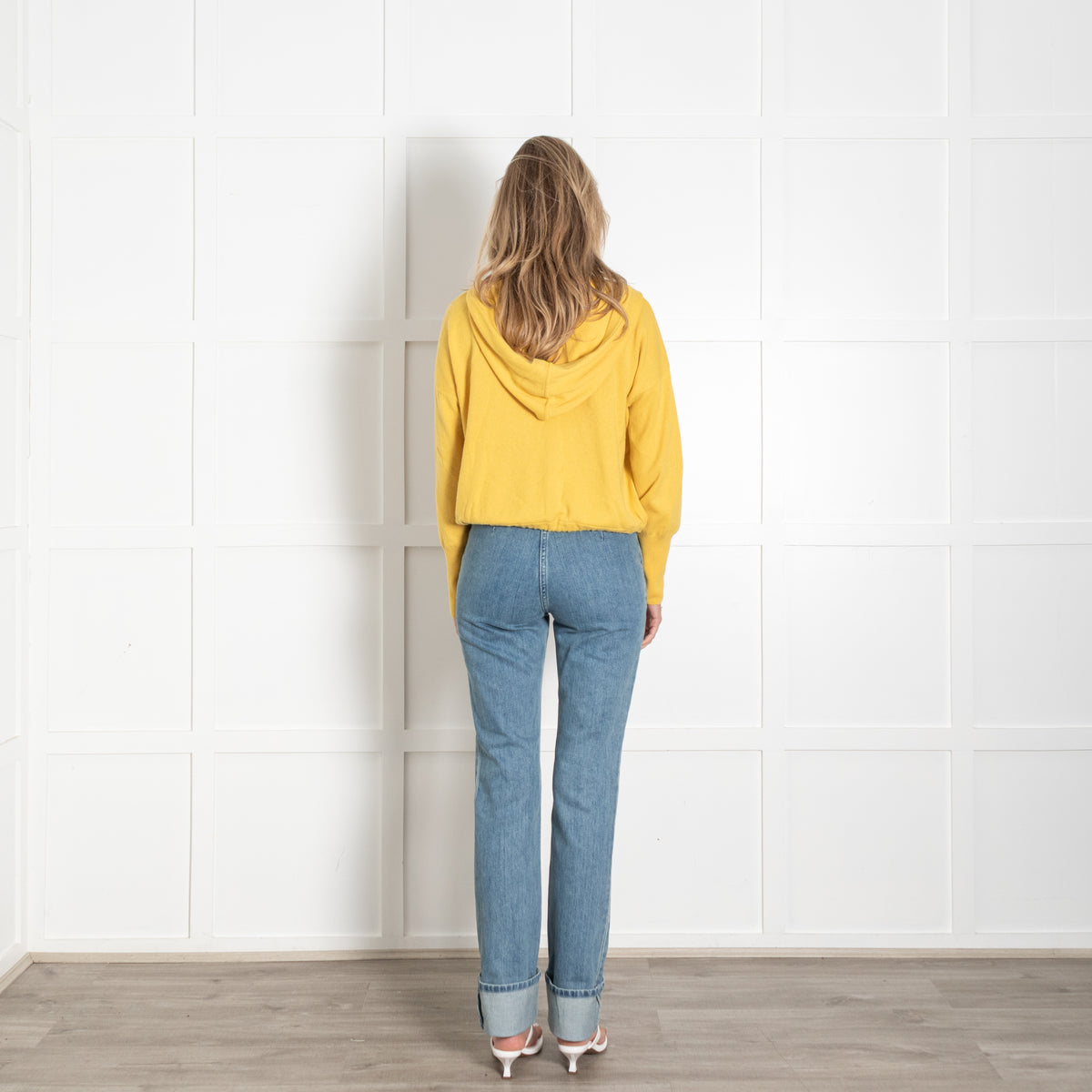 Me + Em Yellow Front Button Up Cashmere Hoodie