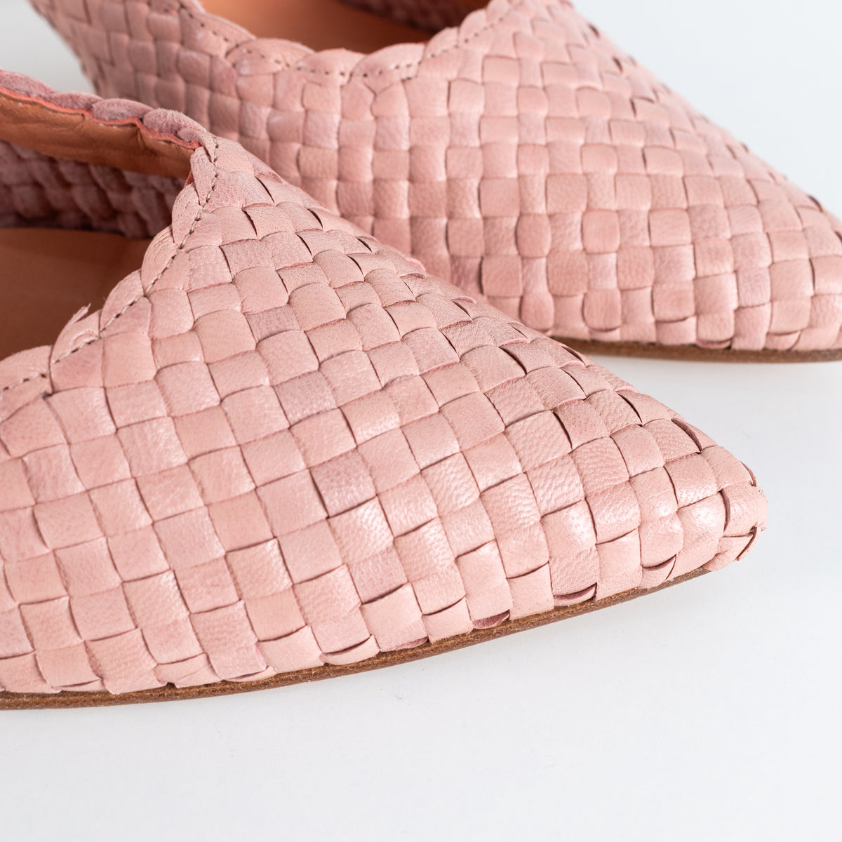 Pons Quintana Dusty Pink Woven Leather Heeled Slingbacks