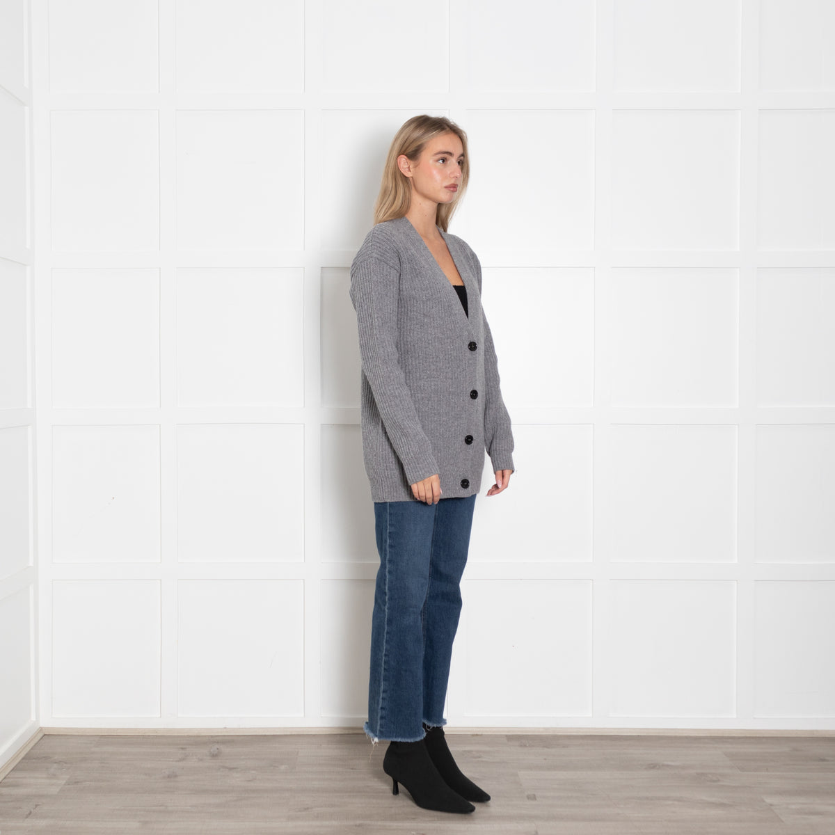 Rochas Grey Wool Oversized Cardigan