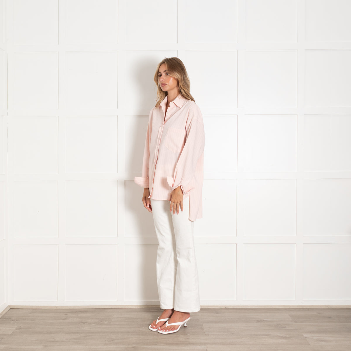 The Frankie Shop Pink Oversized Pinstripe Shirt