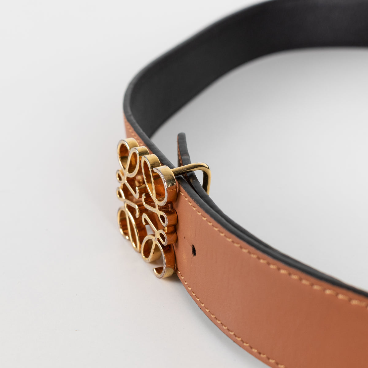 Loewe Tan  Leather Anagram Bombe Reversible Belt