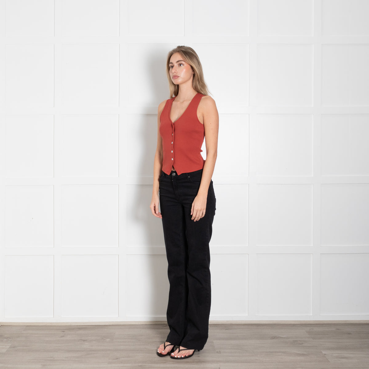 Veronica Beard Rust Ribbed Waistcoat