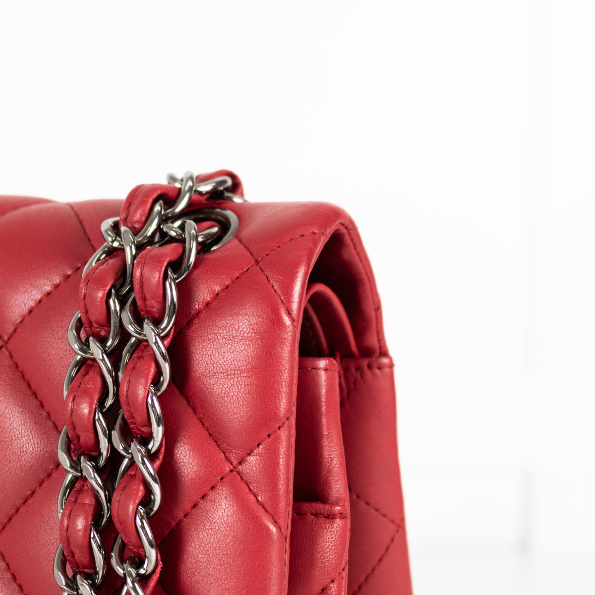 Chanel Red Jumbo Lambskin Flap Bag