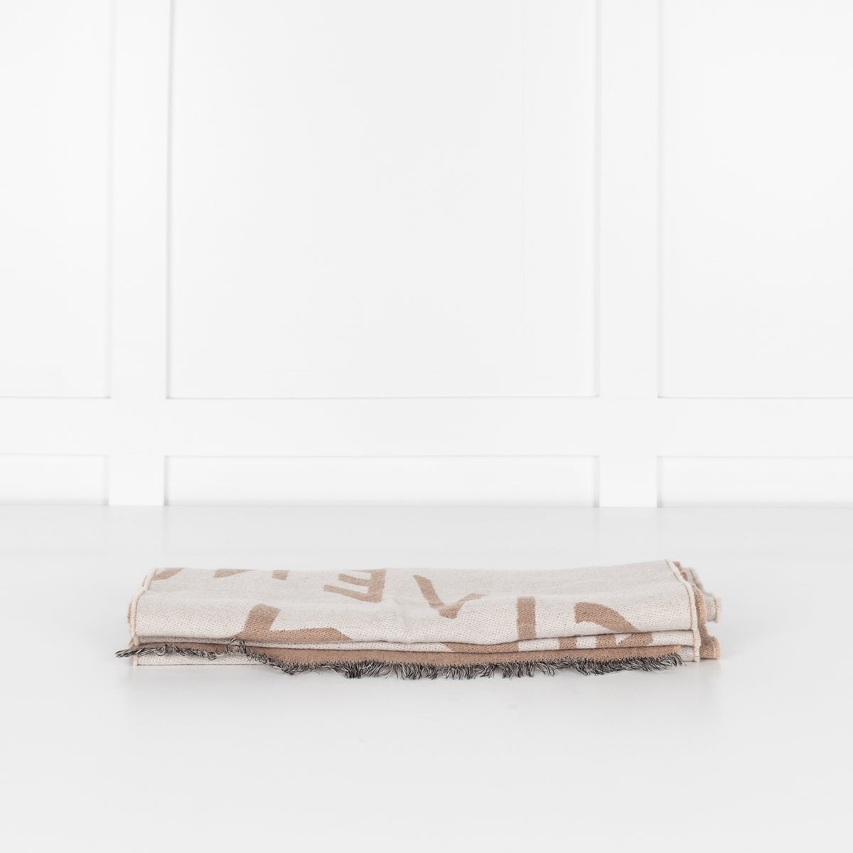 Givenchy  Chevron Printed Beige And Brown Scarf