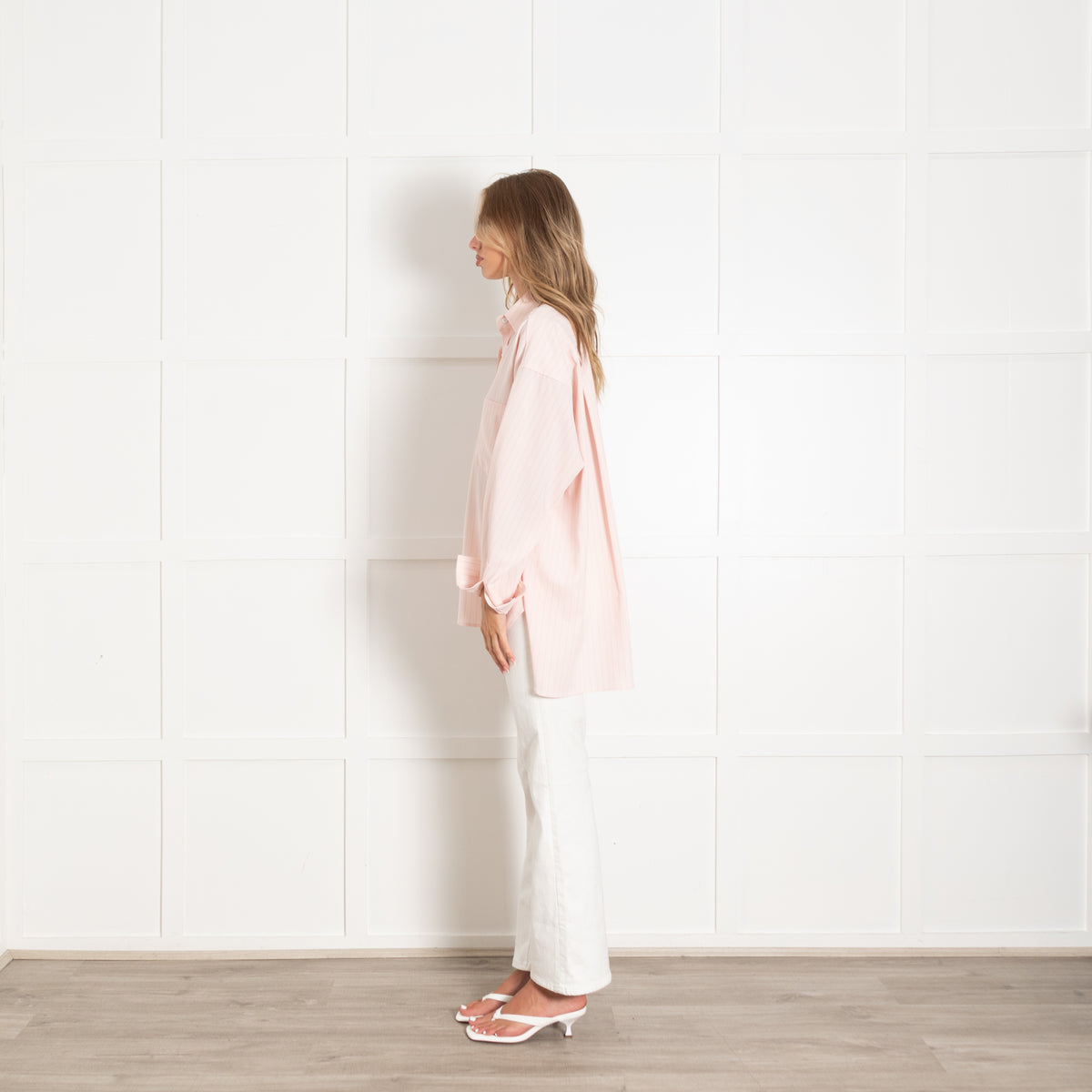 The Frankie Shop Pink Oversized Pinstripe Shirt