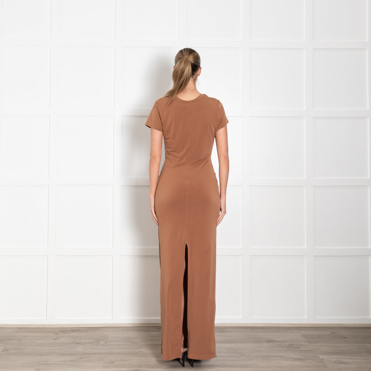 Alice + Olivia Camel Crepe T-shirt Dress